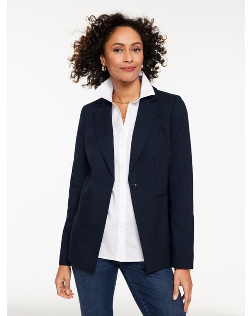 Talbots Blue Single Button Twill Blazer
