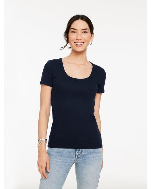 Talbots Blue Ribbed Scoop Neck T-shirt