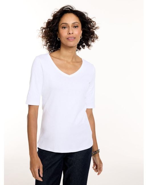 Talbots White Pima Cotton V-neck T-shirt