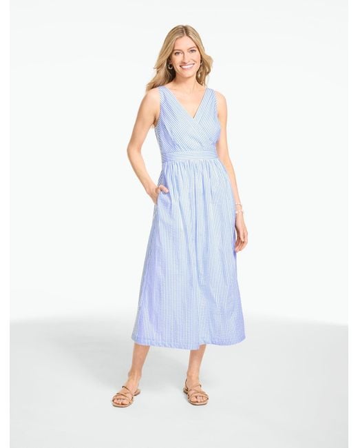 Talbots Blue Seersucker Fit & Flare Dress