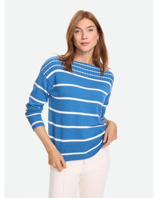 Talbots Blue Ribbed Boatneck Pullover Sweater