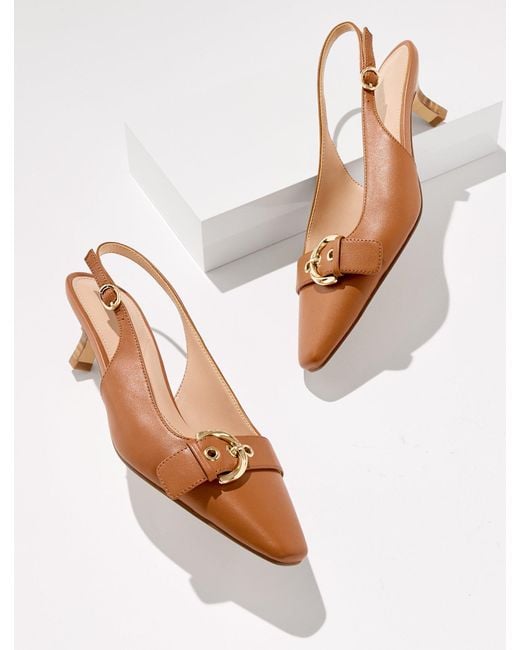 Talbots White Tabitha Buckle Nappa Slingback Pumps
