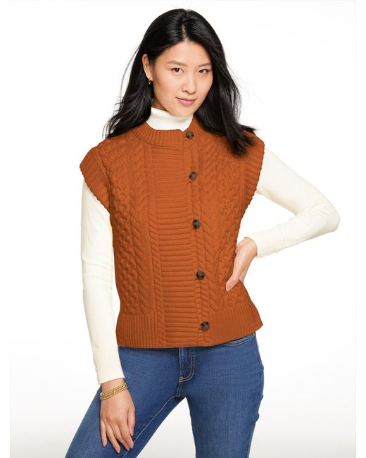 Talbots Blue Cable Knit Sweater Vest