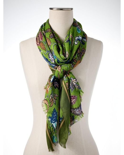 Talbots Green Western Poppy Oblong Scarf