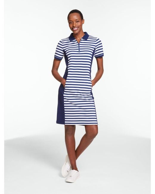 Talbots Blue Upf 50+ Piqué Half-zip Polo Dress