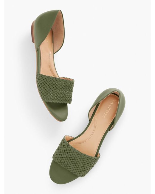 Talbots Green Leona Woven Leather Sandals