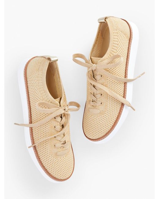 Talbots Natural Brittany Knit Lace Up Sneakers