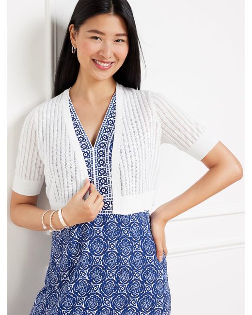 Talbots White Plus Exclusive Open Stitch Shrug