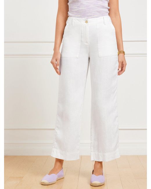 Talbots Natural Straight Ankle Washed Linen Pants