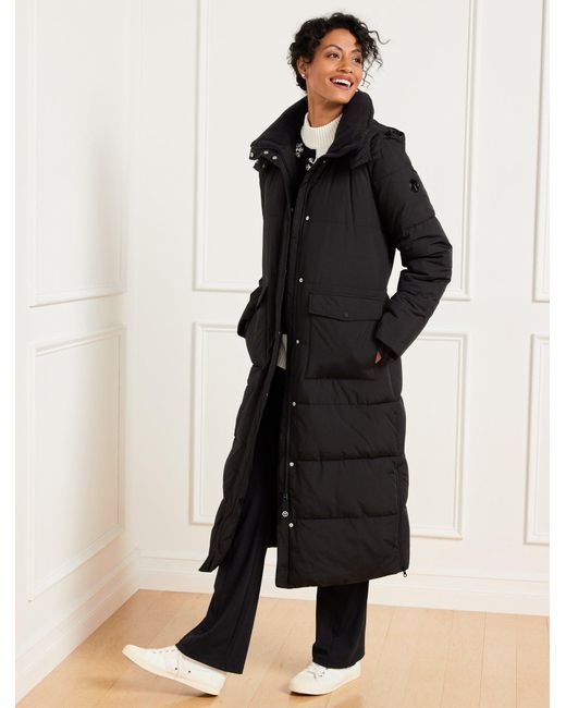 Talbots Fleecelined Hooded Quilted Long Puffer Coat in Black Lyst