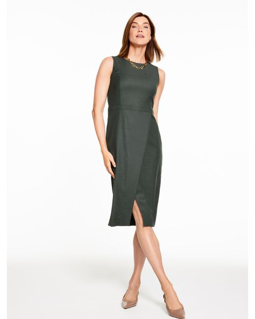 Talbots Green Luxe Italian Flannel Sheath Dress