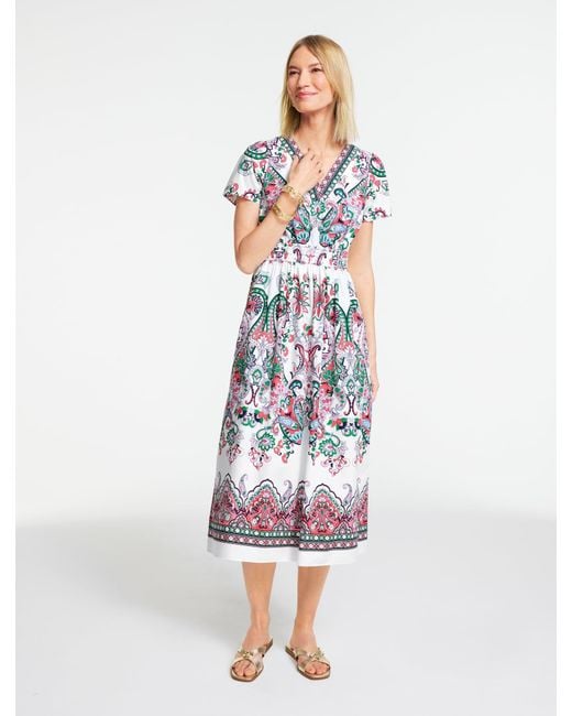 Talbots White Modern Poplin Midi Dress