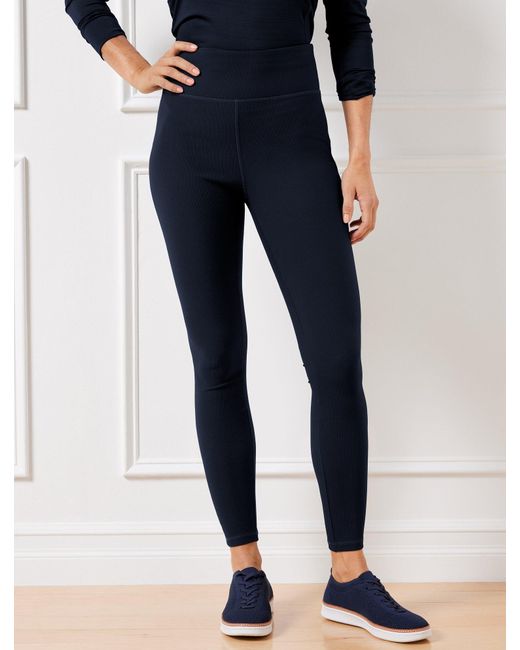Talbots Blue Soft Stretch Ribbed High Waist Leggings