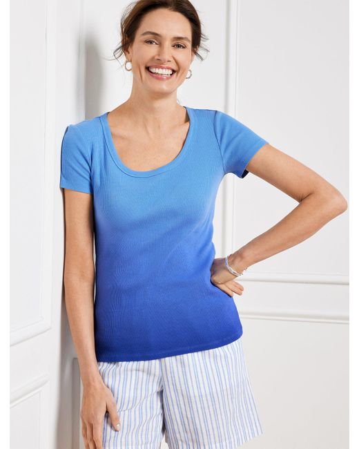 Talbots Blue Ribbed Scoop Neck T-shirt