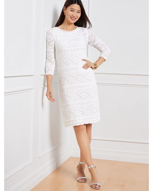 Talbots White Crochet Sweater Dress