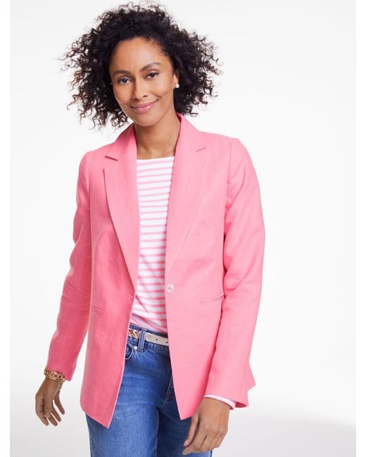 Talbots Pink Classic Linen Single Button Blazer