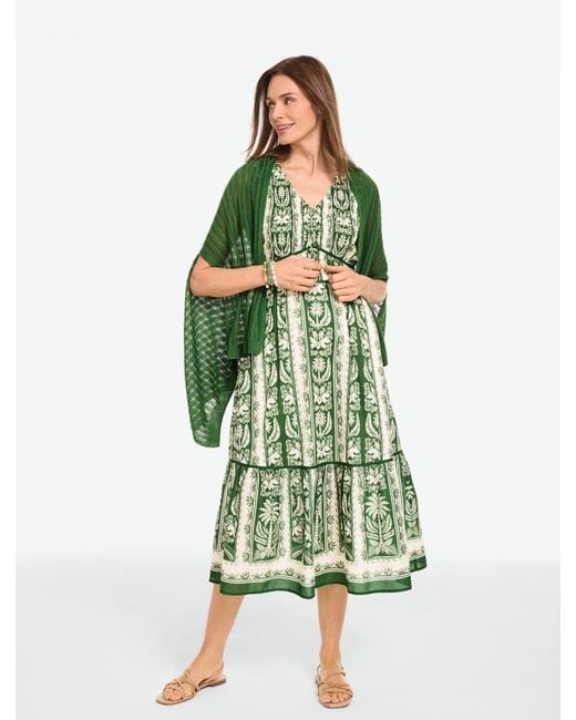 Talbots Green Pointelle Linen Blend Travel Ruana