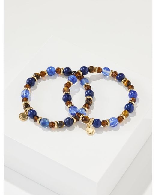 Talbots Blue Bead Collection Stretch Bracelet Set