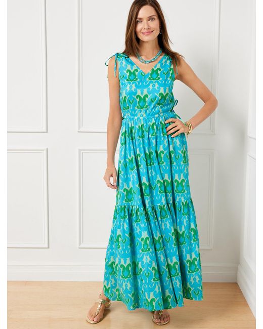 Talbots Ikat Medallion Tiered Maxi Dress in Blue | Lyst UK