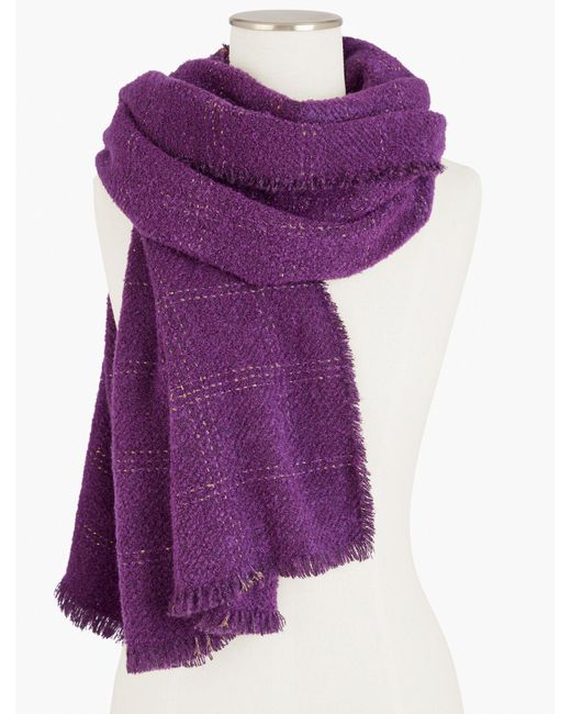 Talbots Purple Metallic Windowpane Wrap