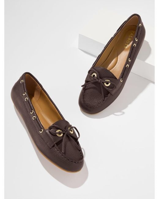 Talbots White Everson Pebble Leather Driving Loafers