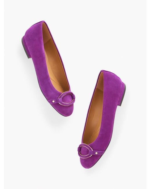 Talbots Purple Madison Buckle Suede Ballet Flats