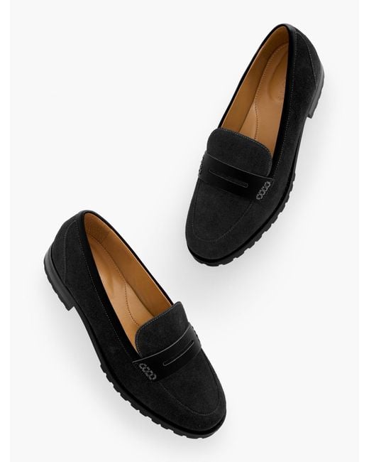 Talbots Black Cassidy Suede Penny Loafers