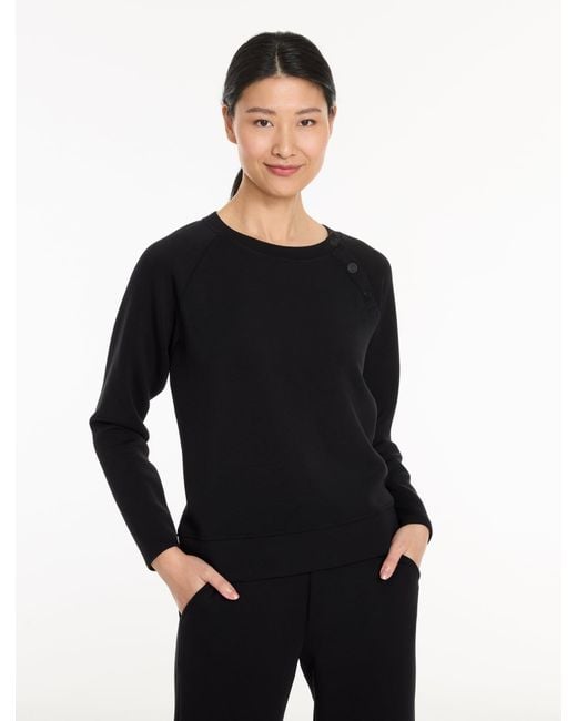Talbots Black Airknit Stretch Snap Raglan Pullover Sweater