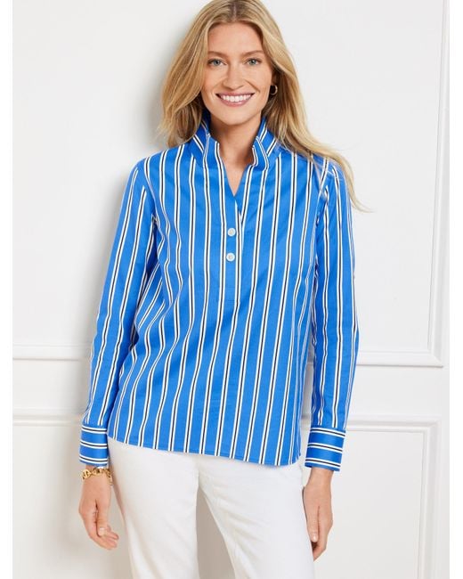 Talbots Women's Blue Non-iron Popover Shirt