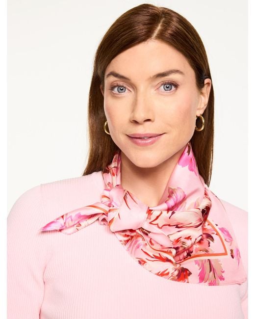 Talbots Pink Foliage Blooms Square Scarf