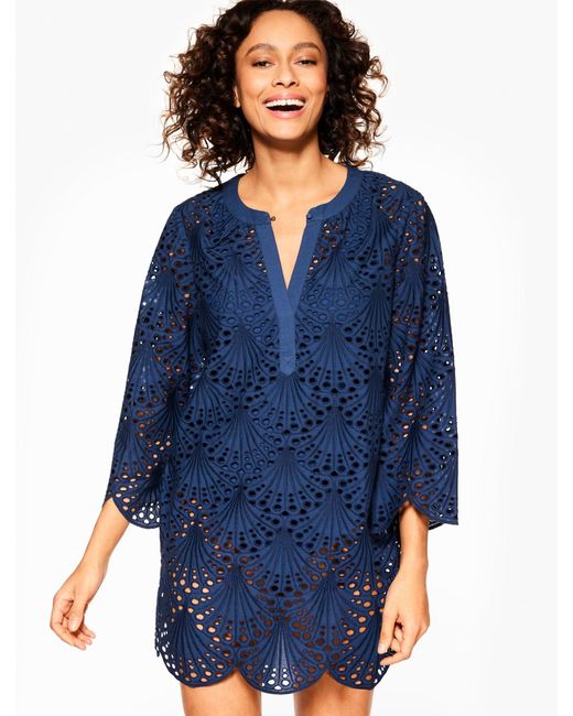 Talbots Blue Eyelet Lace Shell Cover-up Dress