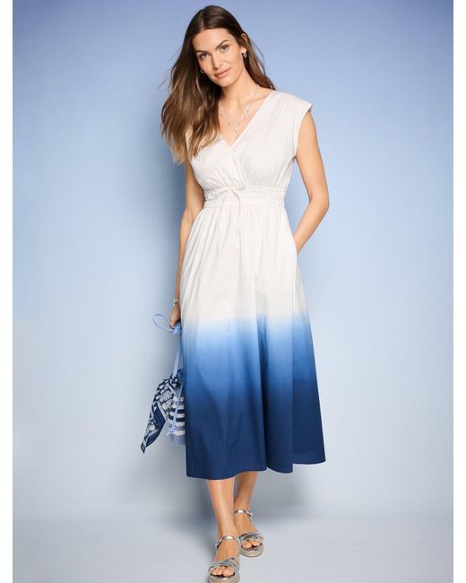 Talbots Blue Poplin Fit & Flare Midi Dress