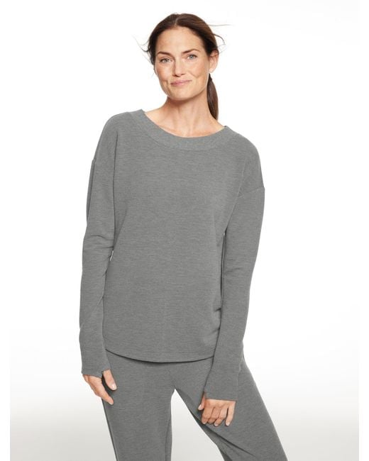 Talbots Gray Tech Waffle Knit Open Back Pullover Sweater