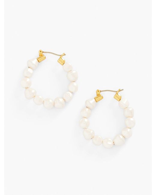 Talbots White Fresh Pearl Hoop Earrings
