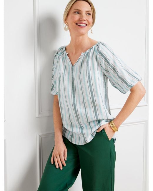 Talbots Multicolor Linen Popover Shirt