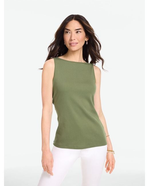 Talbots Green Bateau Neck Sleeveless Tank Top