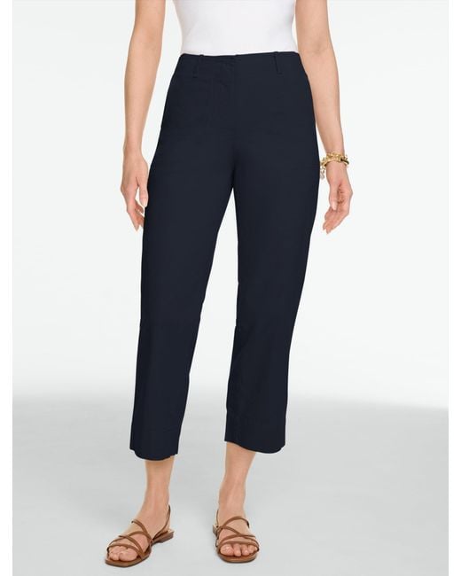 Talbots Blue Stretch Linen Straight Leg Crop Pants