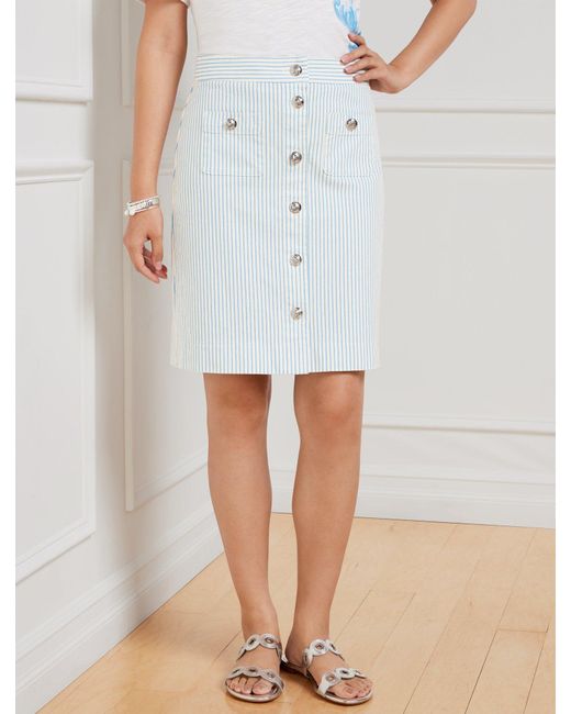 Talbots Gray Button Front A-line Skirt