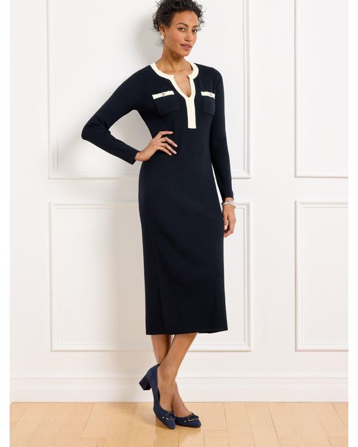 Talbots Blue Ribbed Sweater Dress