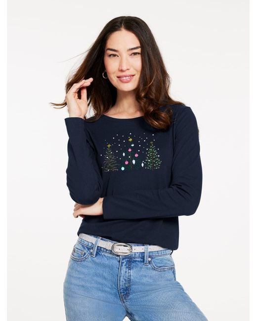 Talbots Blue Long Sleeve Crewneck T-shirt