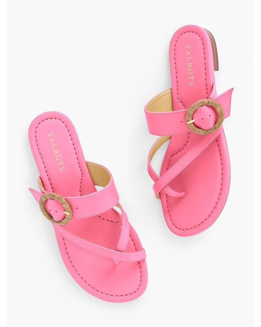 Talbots Pink Gia Buckle Soft Nappa Leather Sandals