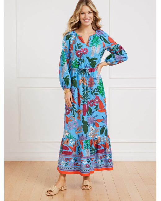 Talbots Blue Modern Poplin Puff Sleeve Dress