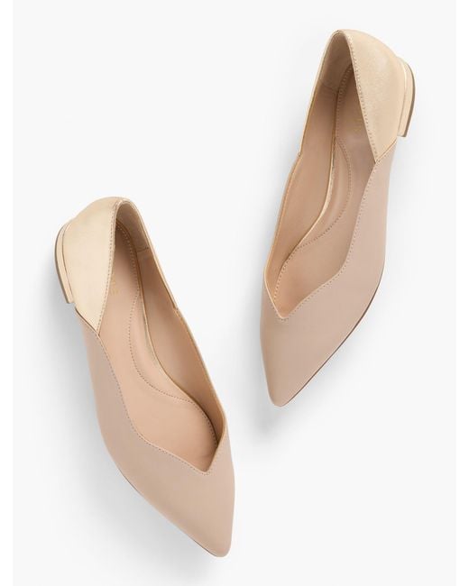 Talbots White Portia Metallic Nappa Flats