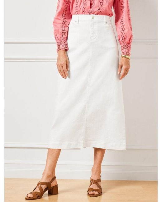 Talbots White Denim Midi Skirt
