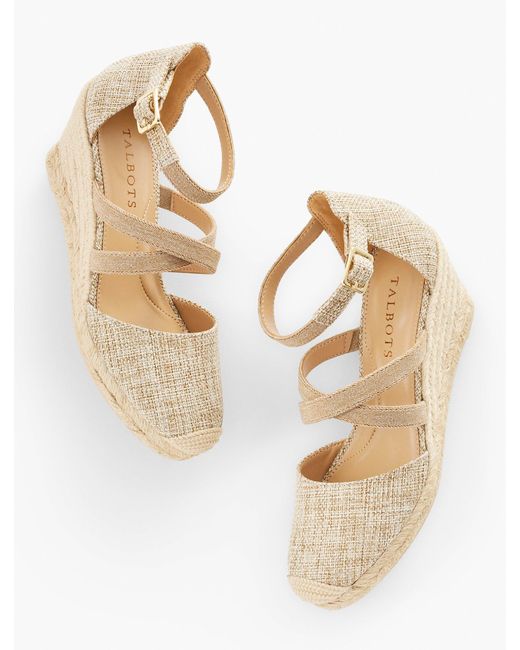 Talbots Lyndsay Strappy Linen Espadrille Wedges in Natural Lyst UK