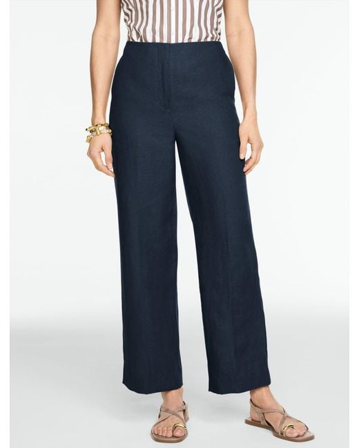 Talbots Blue Classic Linen Straight Ankle Pants