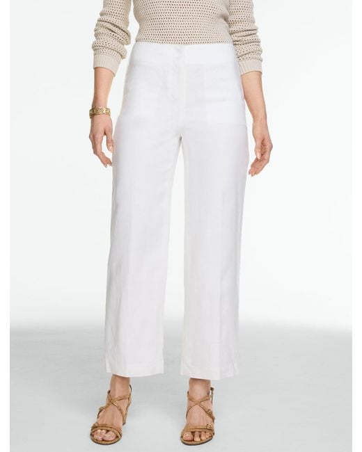 Talbots White Linen Straight Ankle Pants