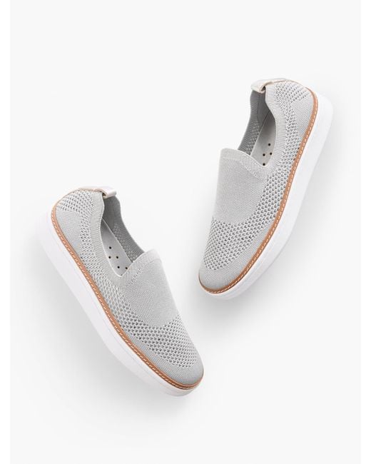 Talbots White Brittany Metallic Slip On Knit Sneakers