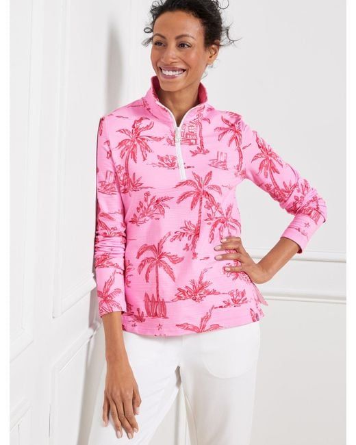 Talbots Pink Cozy Crush Half-zip Pullover Sweater