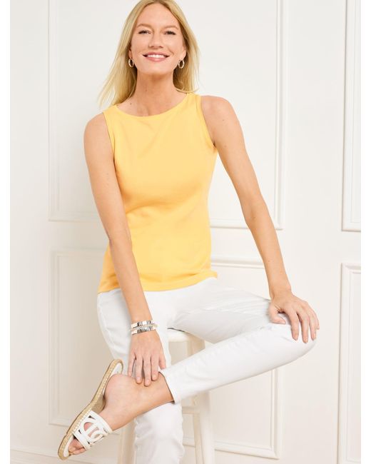 Talbots White Bateau Neck Sleeveless Tank Top